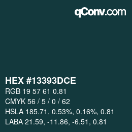 Code couleur: HEX #13393DCE | qconv.com