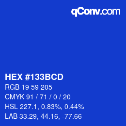 Color code: HEX #133BCD | qconv.com