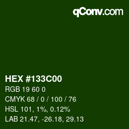 Farbcode: HEX #133C00 | qconv.com