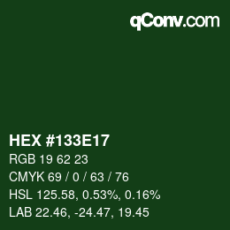 Color code: HEX #133E17 | qconv.com