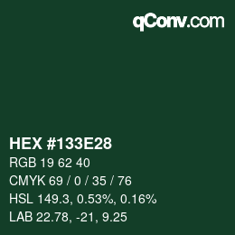 Color code: HEX #133E28 | qconv.com