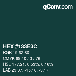Color code: HEX #133E3C | qconv.com
