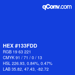 颜色代码: HEX #133FDD | qconv.com