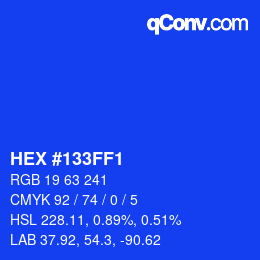 Color code: HEX #133FF1 | qconv.com