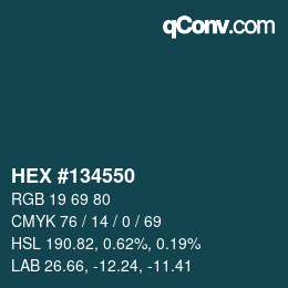 Farbcode: HEX #134550 | qconv.com