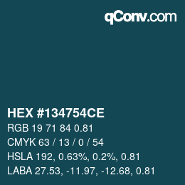 Farbcode: HEX #134754CE | qconv.com