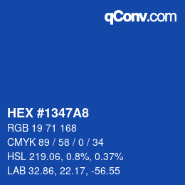 Color code: HEX #1347A8 | qconv.com