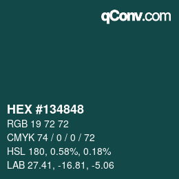 Farbcode: HEX #134848 | qconv.com