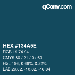 Color code: HEX #134A5E | qconv.com