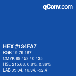 カラーコード: HEX #134FA7 | qconv.com