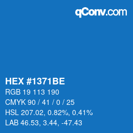 颜色代码: HEX #1371BE | qconv.com