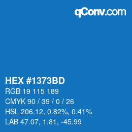Color code: HEX #1373BD | qconv.com