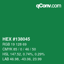 カラーコード: HEX #138045 | qconv.com