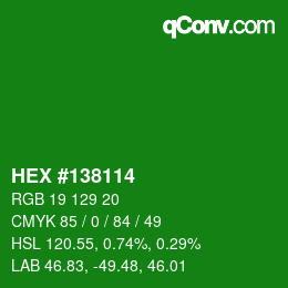 颜色代码: HEX #138114 | qconv.com