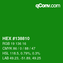 Color code: HEX #138810 | qconv.com