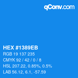 Color code: HEX #1389EB | qconv.com