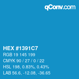 Color code: HEX #1391C7 | qconv.com