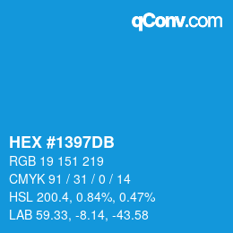 Color code: HEX #1397DB | qconv.com