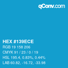 Color code: HEX #139ECE | qconv.com