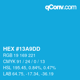 Color code: HEX #13A9DD | qconv.com