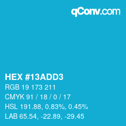 Color code: HEX #13ADD3 | qconv.com