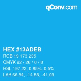 Color code: HEX #13ADEB | qconv.com