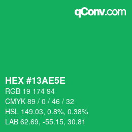 Código de color: HEX #13AE5E | qconv.com