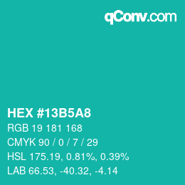 Farbcode: HEX #13B5A8 | qconv.com