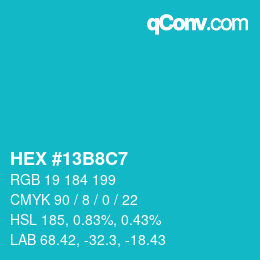 Color code: HEX #13B8C7 | qconv.com