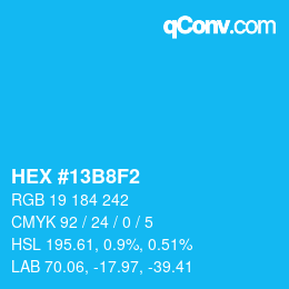 カラーコード: HEX #13B8F2 | qconv.com