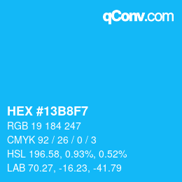 Color code: HEX #13B8F7 | qconv.com