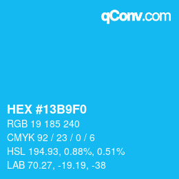 Color code: HEX #13B9F0 | qconv.com