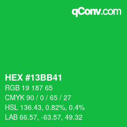 カラーコード: HEX #13BB41 | qconv.com