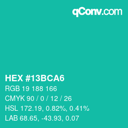 Color code: HEX #13BCA6 | qconv.com