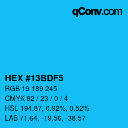 Color code: HEX #13BDF5 | qconv.com