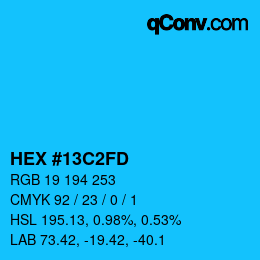 Color code: HEX #13C2FD | qconv.com