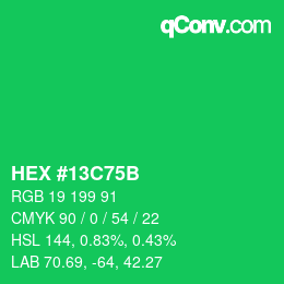 Color code: HEX #13C75B | qconv.com