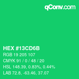 Color code: HEX #13CD6B | qconv.com