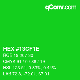Código de color: HEX #13CF1E | qconv.com
