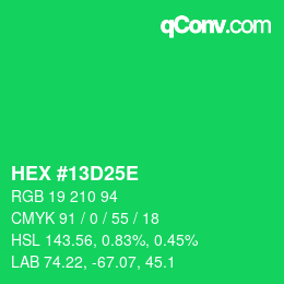 Color code: HEX #13D25E | qconv.com