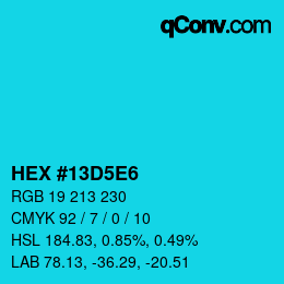 カラーコード: HEX #13D5E6 | qconv.com