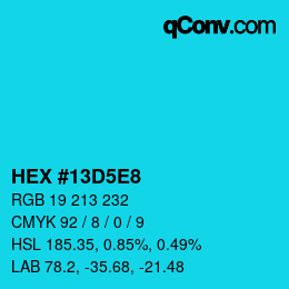 Color code: HEX #13D5E8 | qconv.com