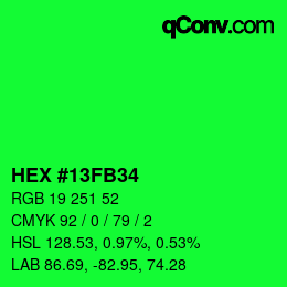颜色代码: HEX #13FB34 | qconv.com