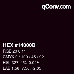 Farbcode: HEX #14000B | qconv.com