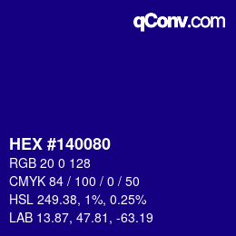 Color code: HEX #140080 | qconv.com