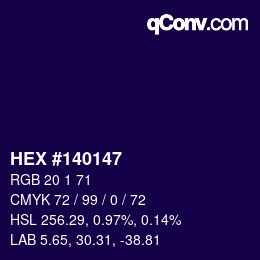 カラーコード: HEX #140147 | qconv.com