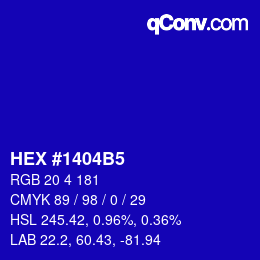 カラーコード: HEX #1404B5 | qconv.com