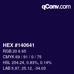 Color code: HEX #140641 | qconv.com