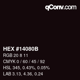 Color code: HEX #14080B | qconv.com