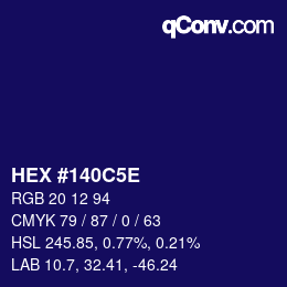 カラーコード: HEX #140C5E | qconv.com